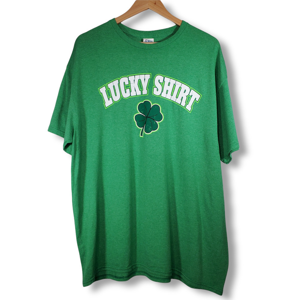 Delta Pro Weight Pre-Shrunk Lucky Shirt Clover Graphic Tee Green Size XL